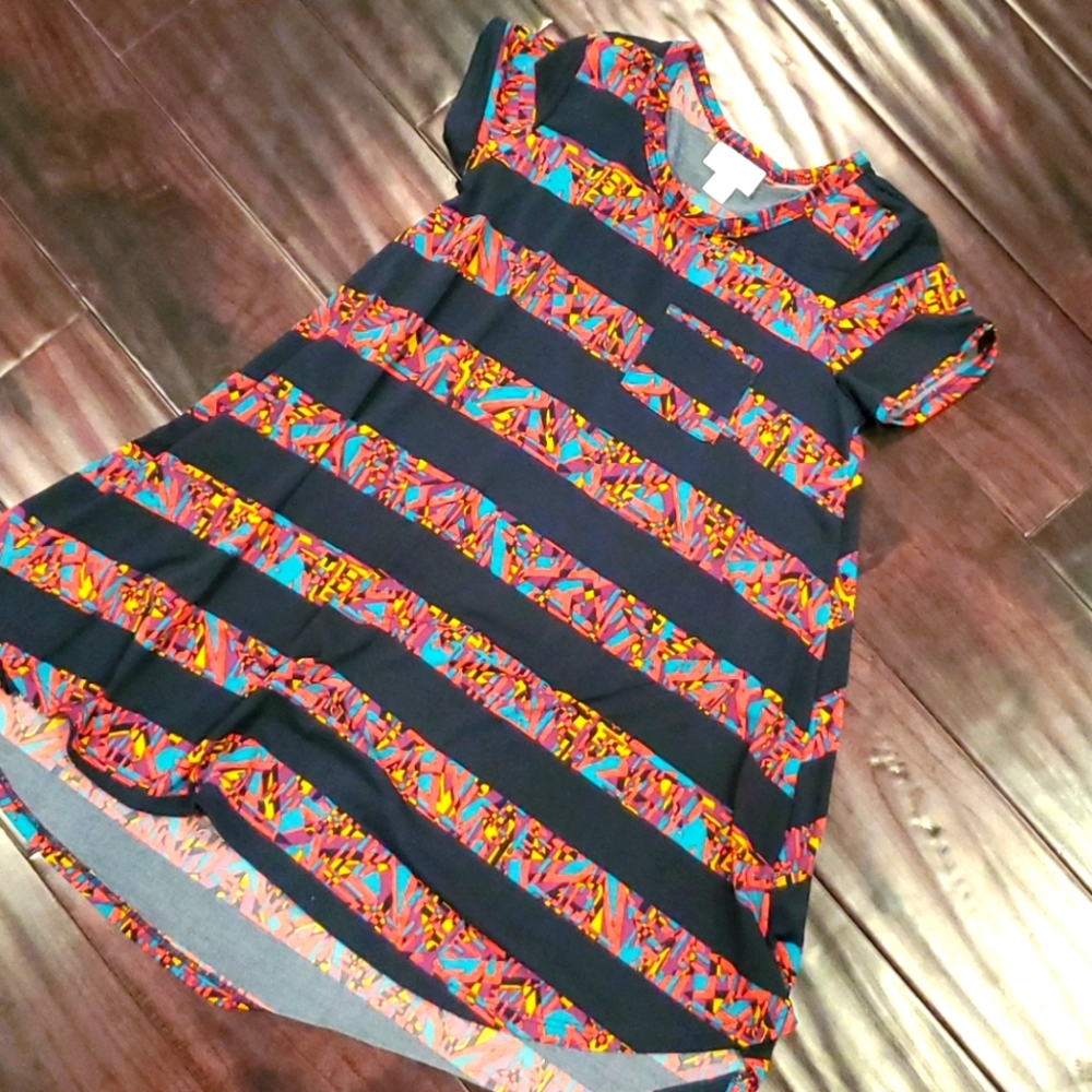 Navy and Colorful Stripe LulaRoe Kids Dress!